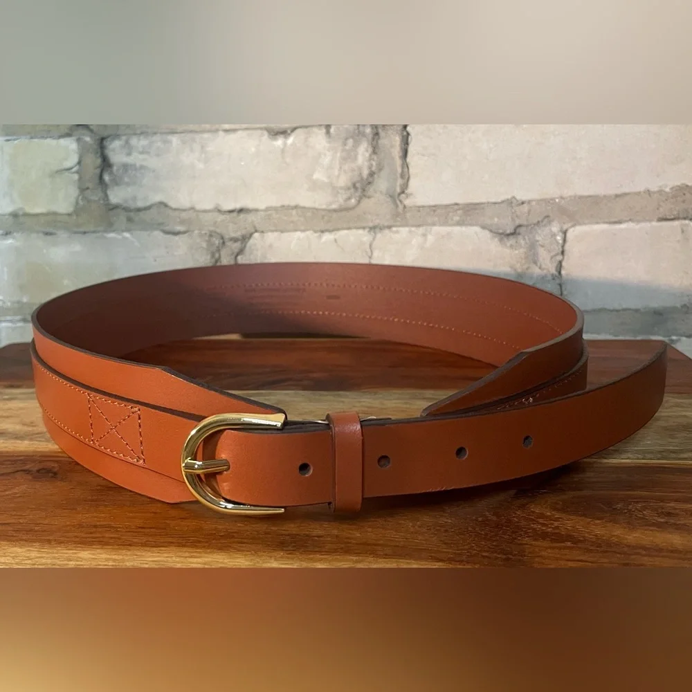J. Crew Factory Leather Waist Belt, Camel, Sz M/L or XL Please see measurements - Picture 12 of 16